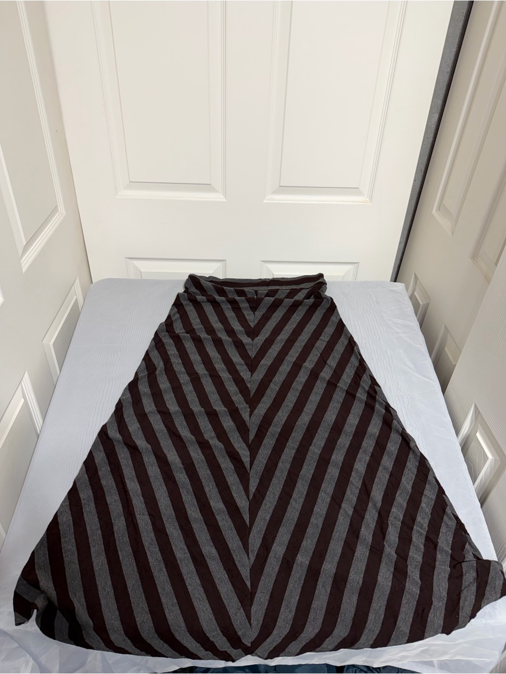 A-Line Striped Maxi Skirt in Black and Gray